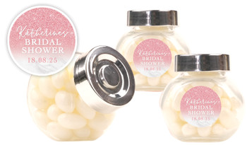 Rose Glitter Bridal Shower Personalised Mini Candy Jar