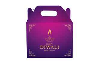 Purple Diwali Personalised Gable Favour Box