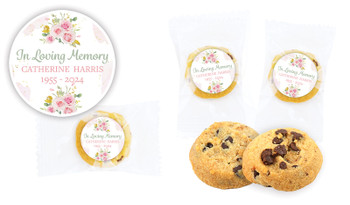 Pink Floral Funeral Personalised Bite-Size Cookie 5g