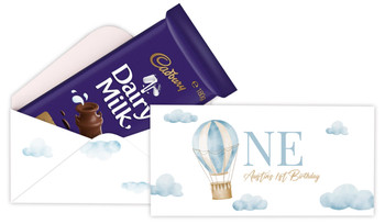 Hot Air Balloon Personalised 1st Birthday Cadbury Bar Box (Box Only)