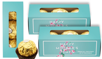 Pink Blooms on Aqua Mother's Day Personalised Ferrero Rocher Gift Box