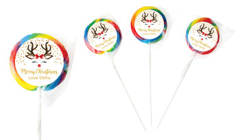 Reindeer Face Personalised Christmas Lollipops