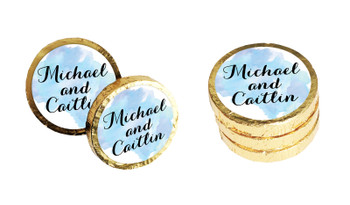 A Splash Of Watercolour Blue Personalised Chocolate Coins