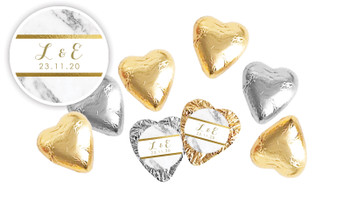 Marble & Gold Personalised Foil Chocolate Hearts