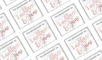 Marble And Rose Gold Custom Engagement Mini Chocolates