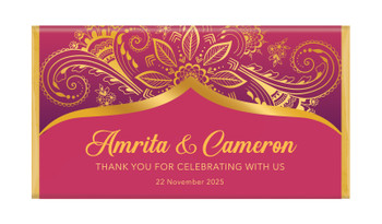 Regal Pink And Gold Personalised Wedding Chocolate Bars