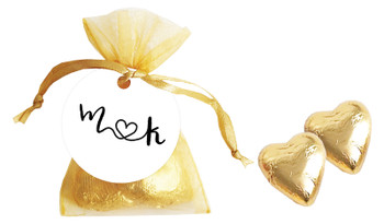 Cursive Names Organza Bag With Hearts And Personalised Tag