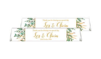 Leaves On Gold Toblerone Wedding Personalised Chocolates 50g