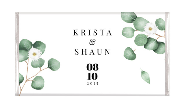 Eucalyptus Personalised Wedding Chocolate Bars