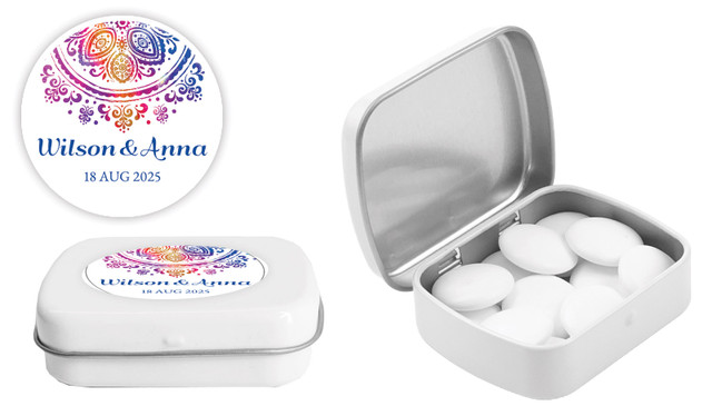 Radiant Mandala Wedding Personalised Mint Tin