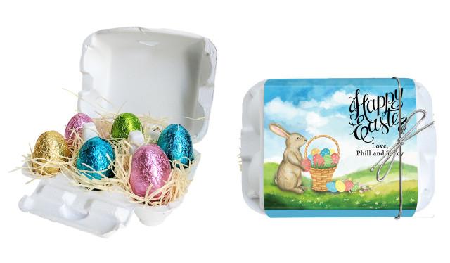 Bunny And Basket Personalised Easter Egg Carton