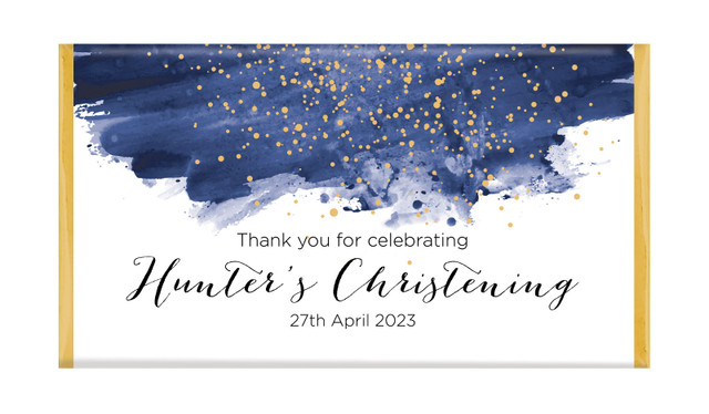 Watercolour Confetti Christening Custom Chocolate Bar