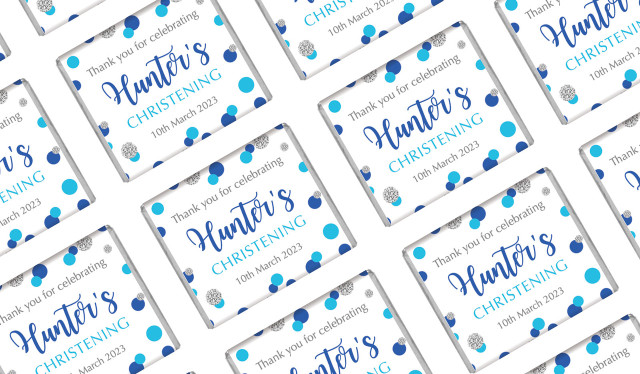 Confetti In Blue And Silver Christening Mini Chocolates