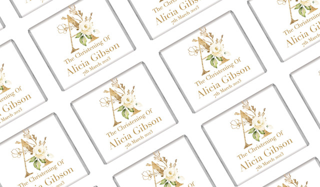 Monogram Rose Christening Mini Chocolates