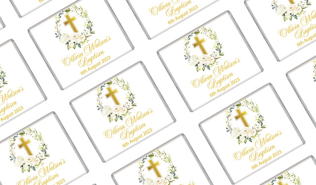 Rose Wreath Personalised Christening Mini Chocolates