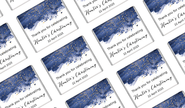 Watercolour Confetti Personalised Christening Mini Chocolates