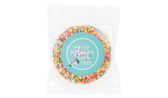 Pink Blooms on Aqua Mother's Day Personalised  Chocolate Freckle