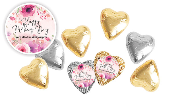 Floral Watercolour Mother's Day Personalised Foil Chocolate Hearts