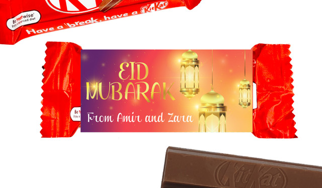 Early Sunrise Eid Mubarak Custom 2-Finger Kit Kat