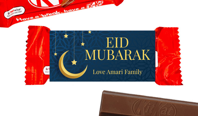 Moon On Navy Eid Mubarak Custom 2-Finger Kit Kat