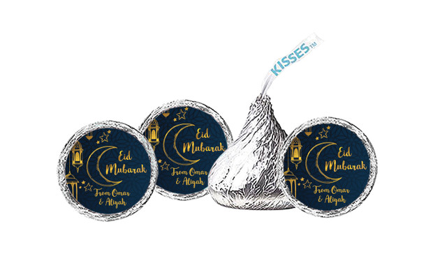 Gold On Navy Eid Mubarak Personalised Hershey's Kisses