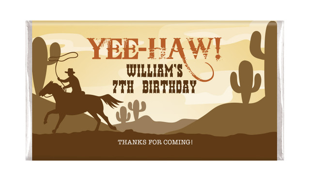 Cowboy Party Personalised Birthday Chocolate Bar