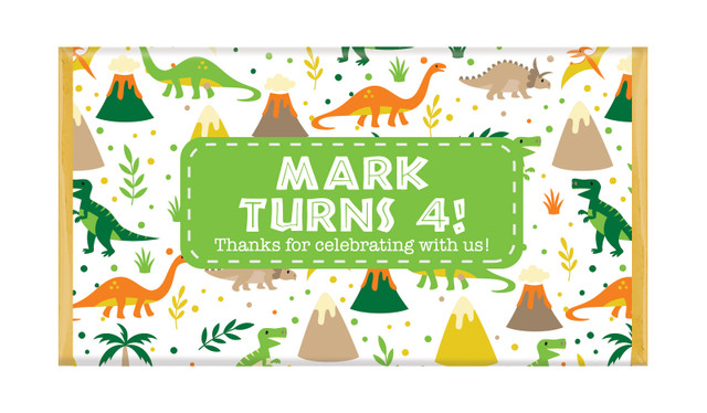Dinosaur Background Personalised Birthday Chocolate Bar