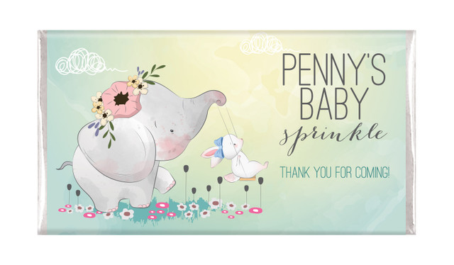 Elephant And Friend Baby Shower Personalised Chocolate Bar