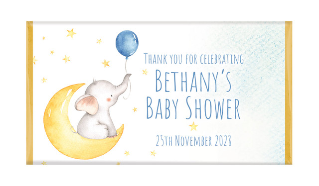 Elephant Moon Baby Shower Personalised Chocolate Bar