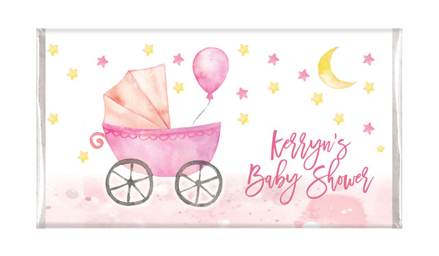 Pram In Pink Baby Shower Personalised Chocolate Bar