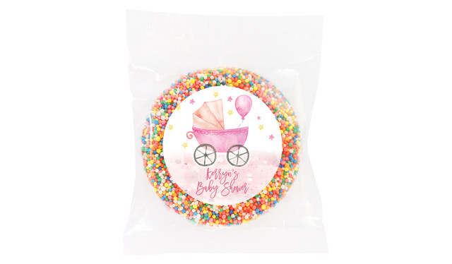 Pram In Pink Baby Shower Giant Chocolate Freckle