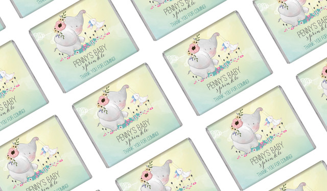 Elephant And Friend Custom Baby Shower Mini Chocolates