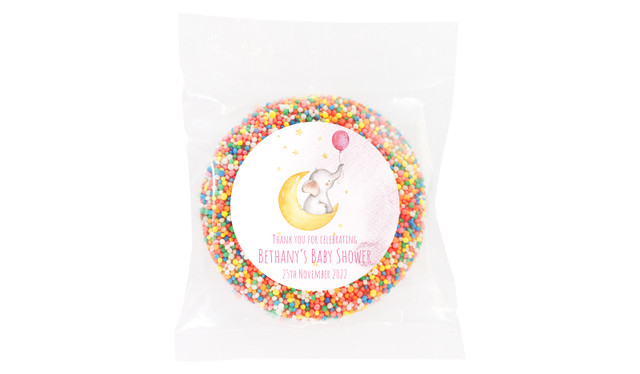 Elephant Moon Pink Baby Shower Giant Chocolate Freckle