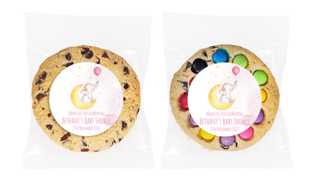 Elephant Moon Pink Personalised Cookie