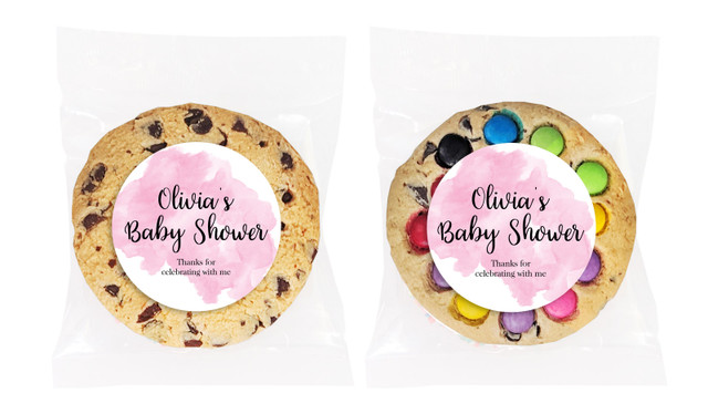 A Splash Of Watercolour Pink Personalised Cookie