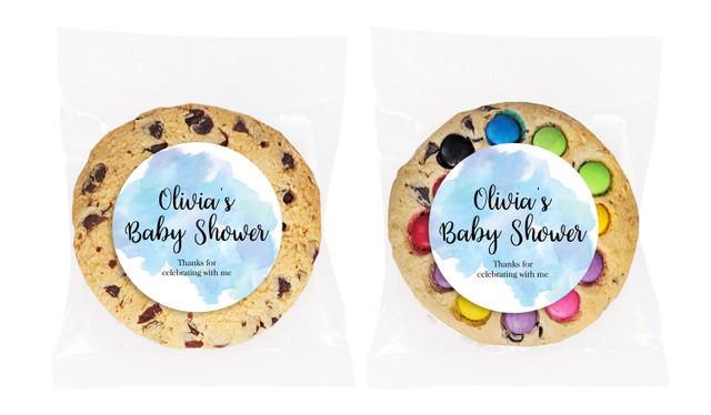 A Splash Of Watercolour Blue Personalised Cookie