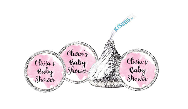 A Splash Of Watercolour Pink Baby Shower Hershey's Kisses