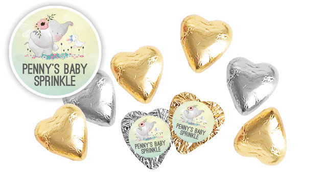 Elephant And Friend Baby Shower Chocolate Hearts