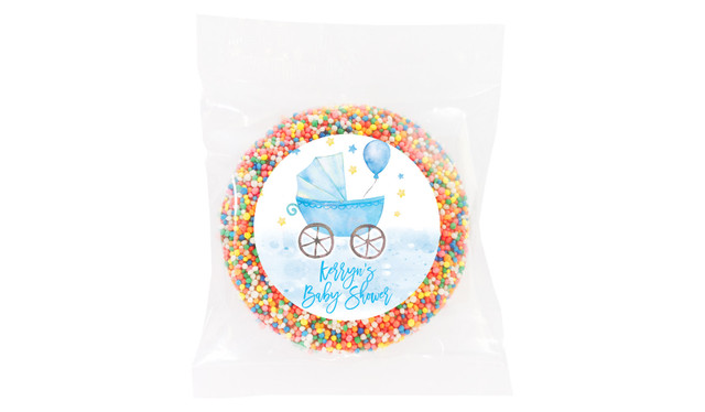 Pram In Blue Baby Shower Giant Chocolate Freckle