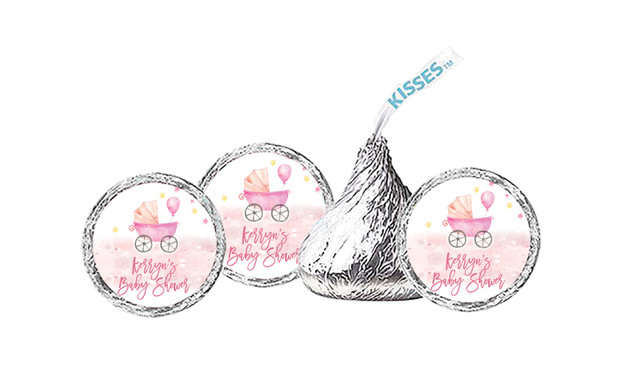 Pram On Pink Baby Shower Hershey's Kisses