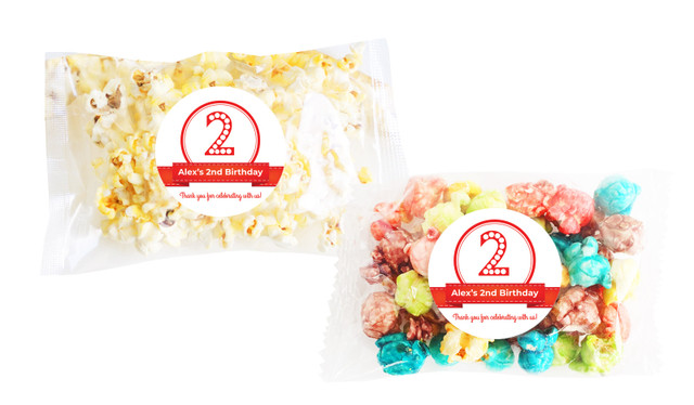 Numbers In Red Popcorn Bags With Personalisation
