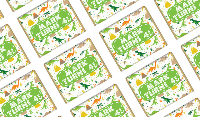 Dinosaur Background Personalised Birthday Mini Chocolates