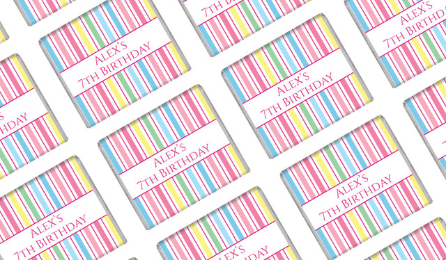 Pastel Stripe Personalised Birthday Mini Chocolates