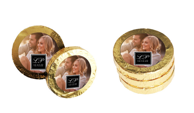 A Photo With Black Square Personalised Chocolate Coins