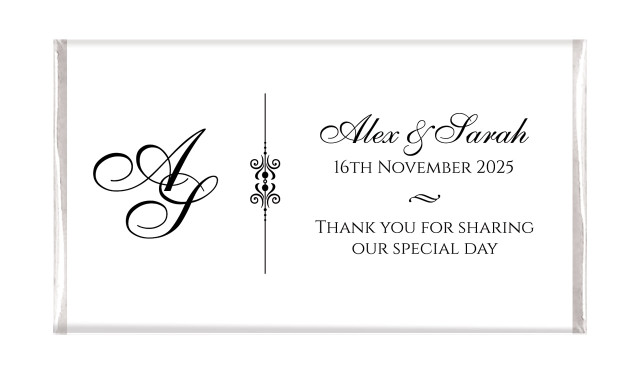 Initials Wedding Personalised Chocolate Bar