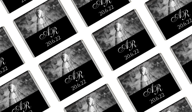 Add A Photo On Black Custom Wedding Mini Chocolates