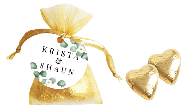 Eucalyptus Organza Bag With Hearts And Tag