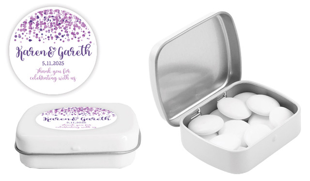 Purple Confetti Personalised Mint Tin