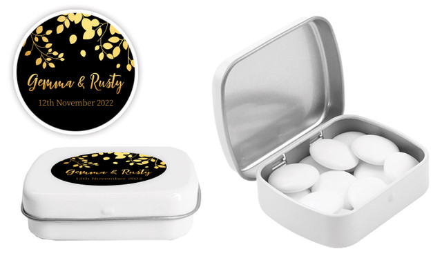 Gold Leaves Personalised Mint Tin