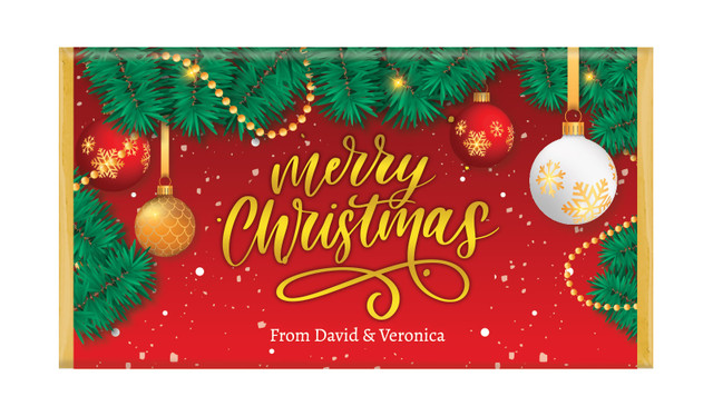 Red Festive Personalised Christmas Chocolate Bar